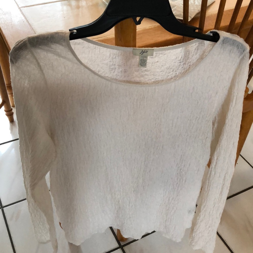 J Jill white “crepe paper” look top
